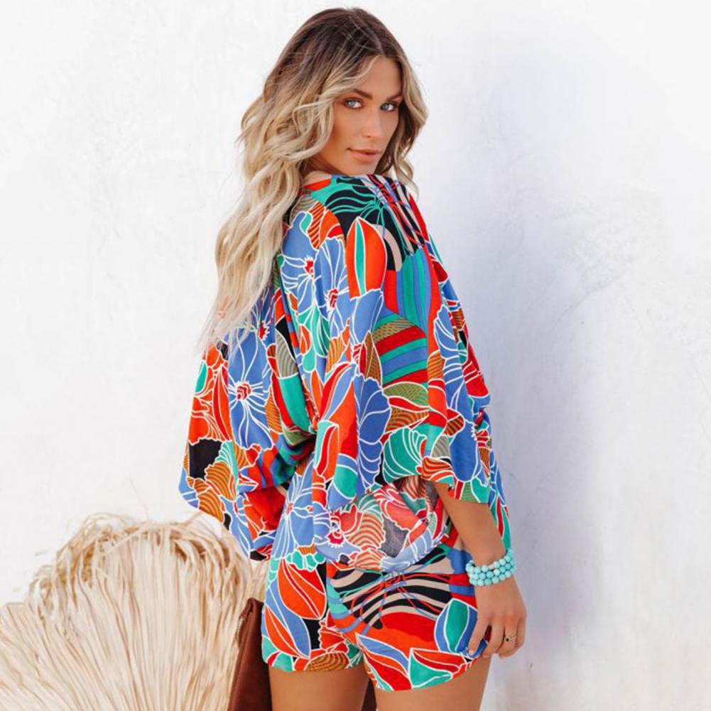 Vzorovaný letní overal s 3/4 rukávy