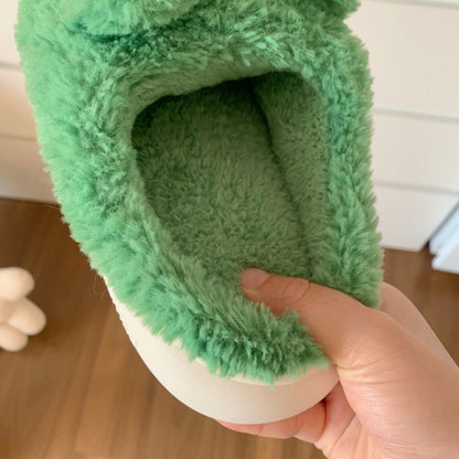 Zelené teplé žabí pantofle