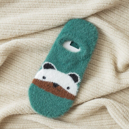 Teplé dámské kotníkové ponožky s plyšovým medvídkem