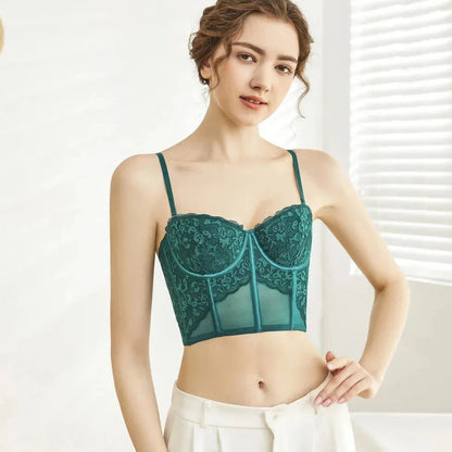 Krajková push-up podprsenka s korzetovým střihem