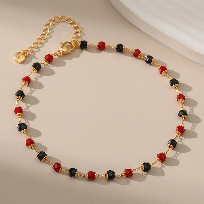 Náramek na kotník z korálků z nerezové oceli