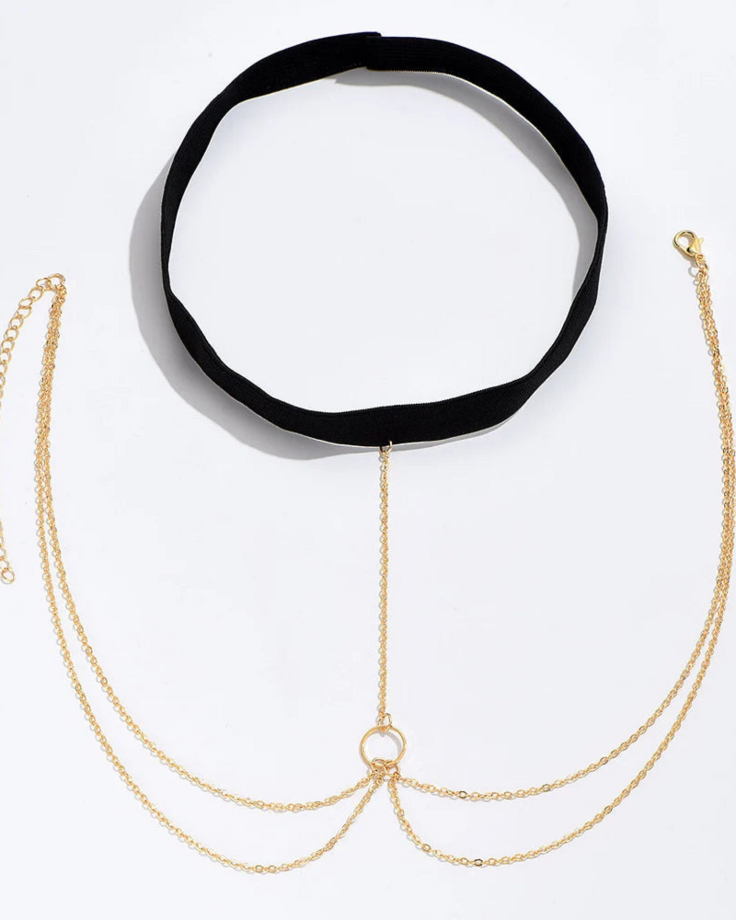 Zlatý řetízek na stehno s gumičkou