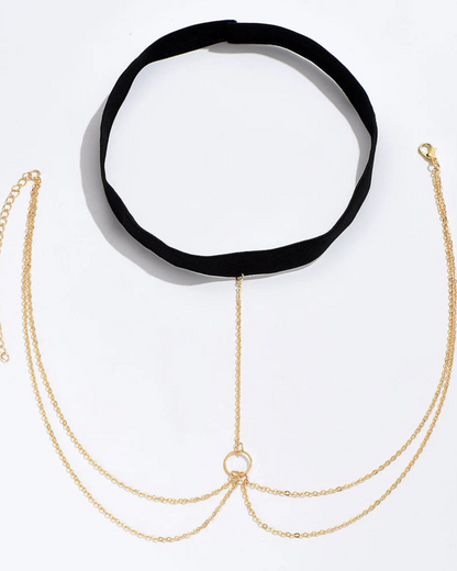 Zlatý řetízek na stehno s gumičkou