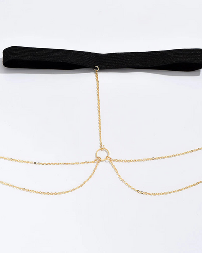 Zlatý řetízek na stehno s gumičkou