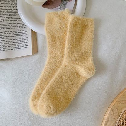 Dlouhé nadýchané dámské ponožky v pastelových barvách