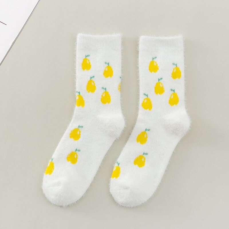 Dámské nadýchané ponožky s ovocným potiskem