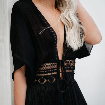 Vzdušný plážový přehoz s bohémskou krajkou